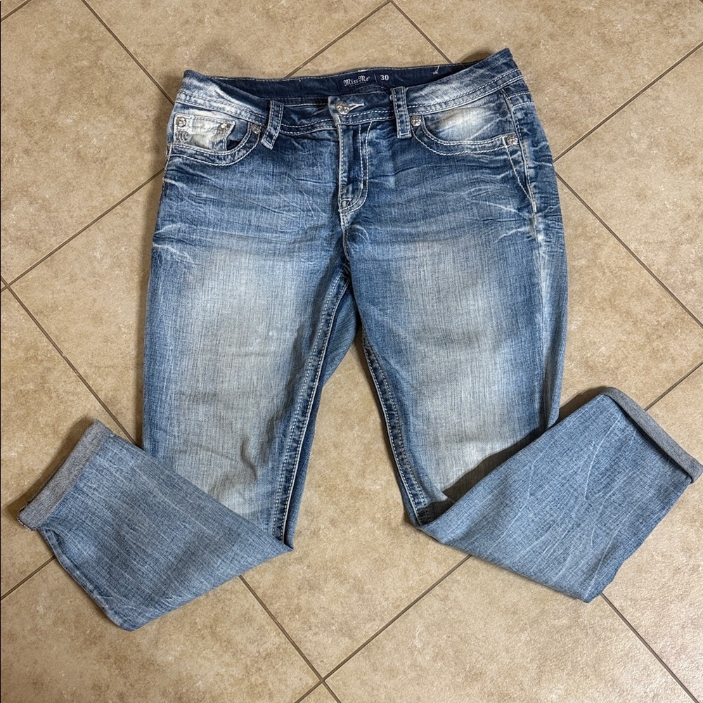 Miss Me Faded Blue Cropped Jeans